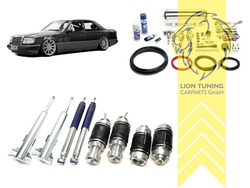 nicht für Modelle mit Niveauregulierung, 11,5L Tank chrom / ViAir Kompressor chrom, Zug- und Druckstufe gleichzeitig einstellbar, weiss, nicht passend für 4-Matic, nicht für AMG-Modelle, Stahl verzinkt, Eintragungspflichtig / Teilegutachten wird nach Kauf spezifisch ausgestellt